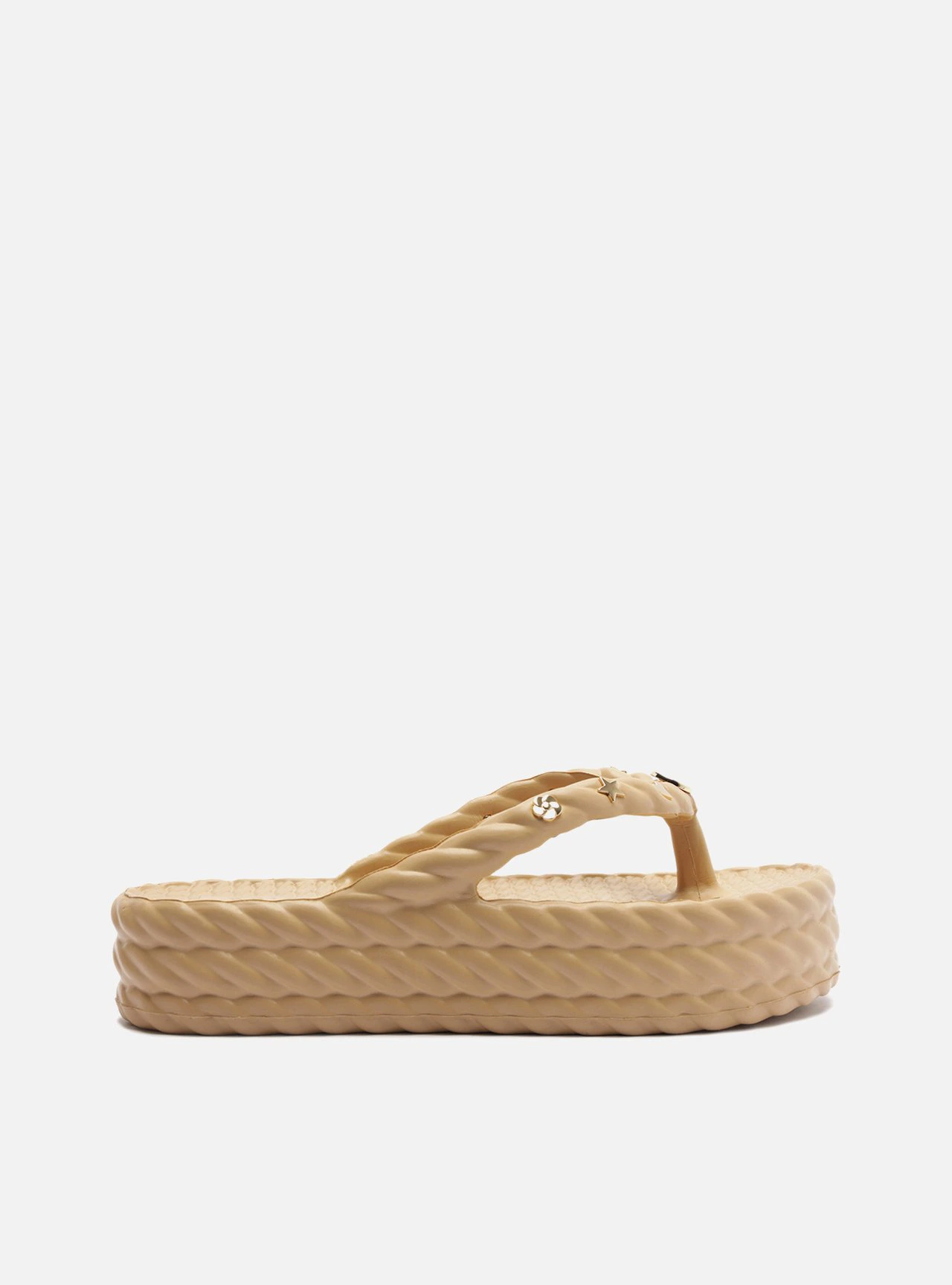 Sandália Nude Flatform Metais Brizza