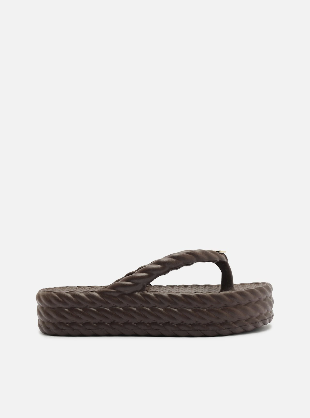 Chinelo de Dedo Marrom Flatform Tressê Brizza