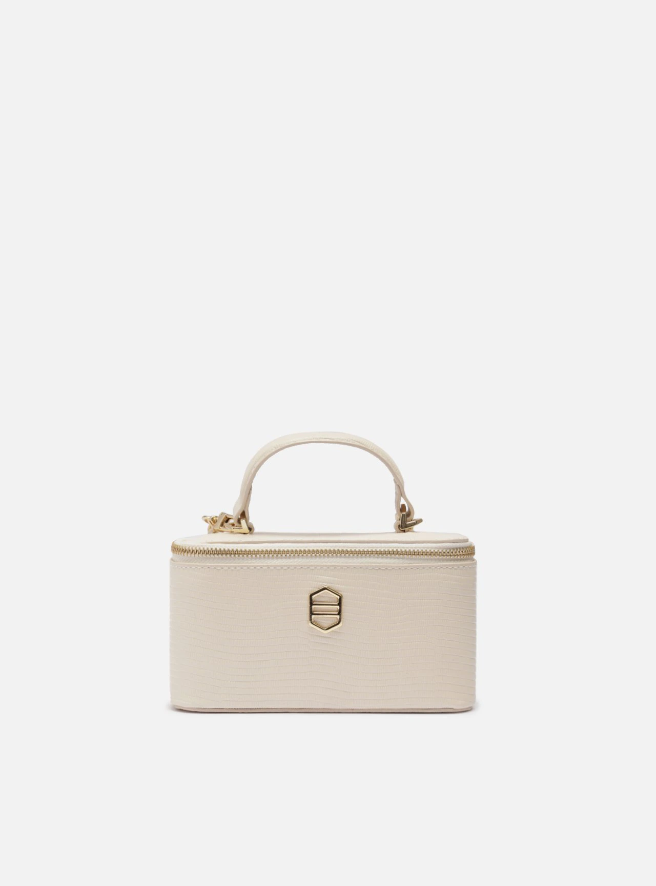 Bolsa Tiracolo Branca Couro Pequena Croco Corrente