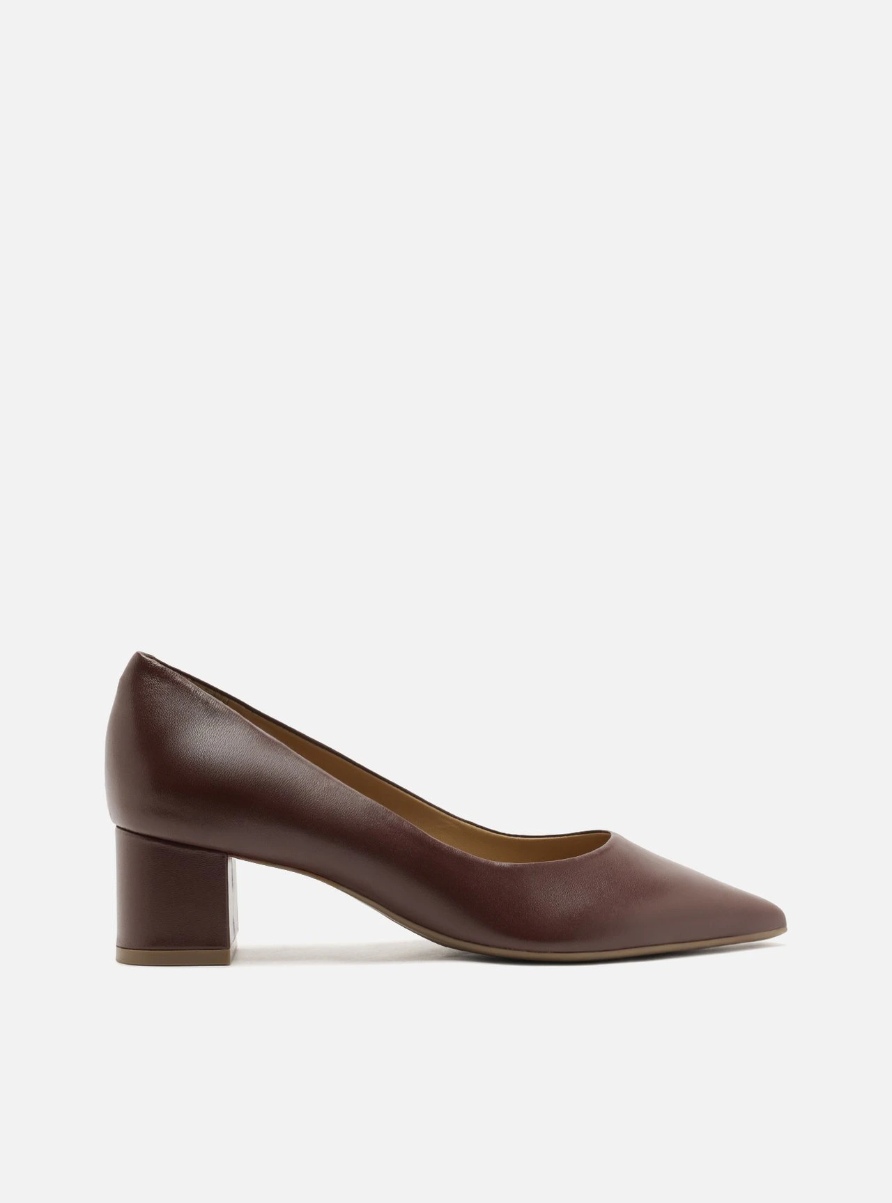 Scarpin Vermelho Couro Salto Bloco