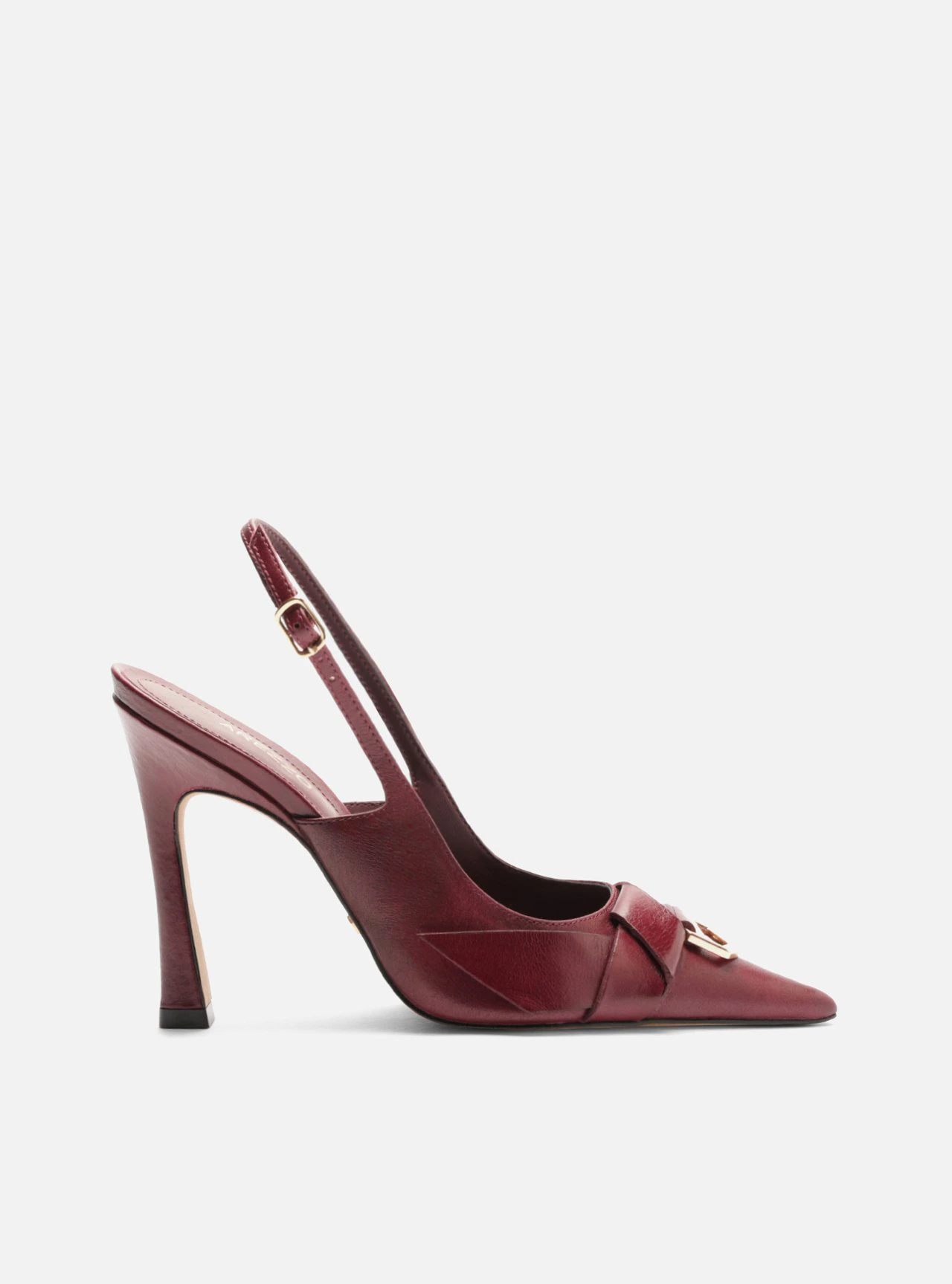 Scarpin Vermelho Couro Slingback Salto Fino Metais