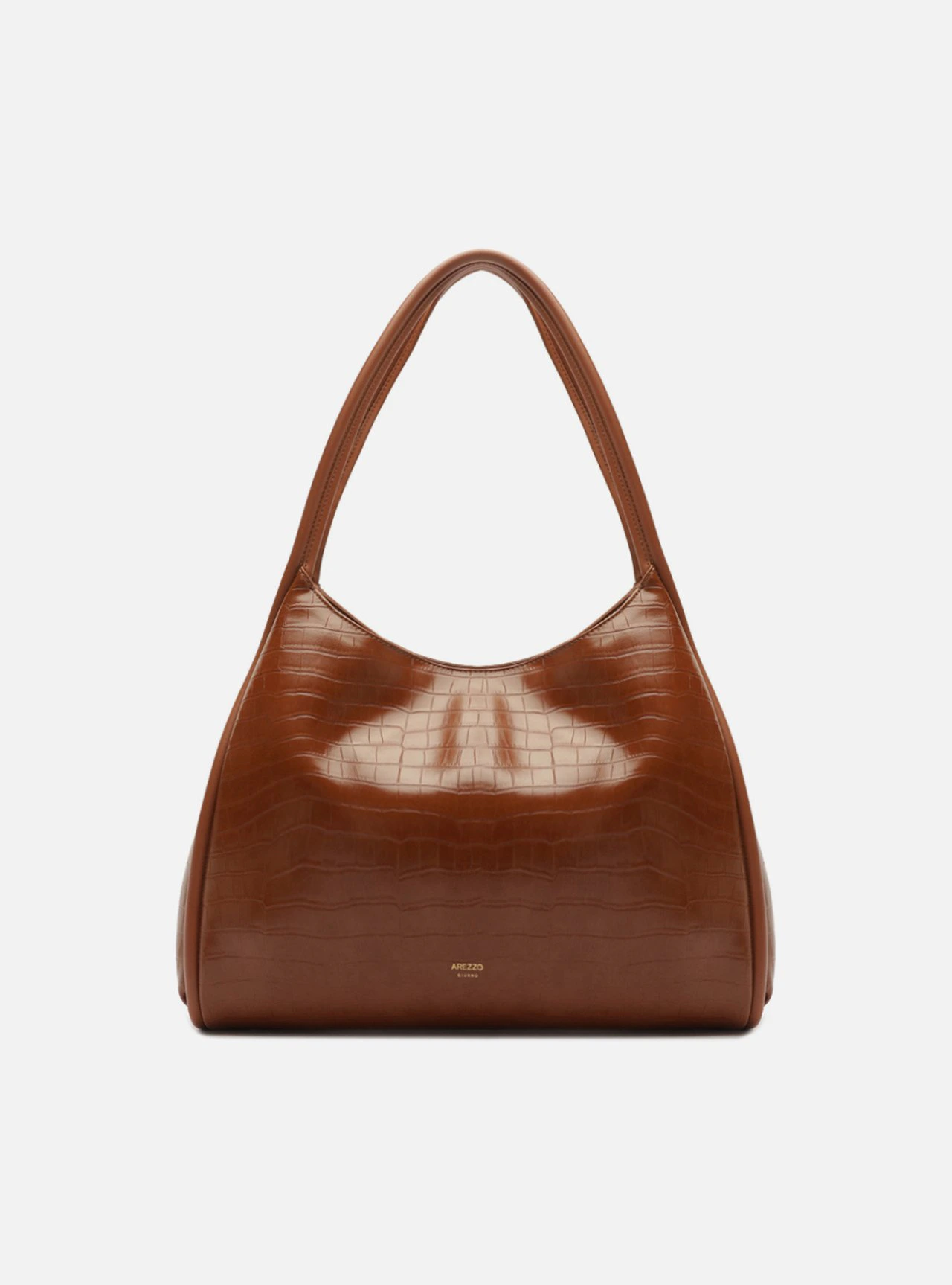 Bolsa Hobo Marrom Média Croco