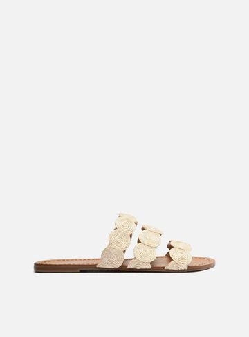 Rasteira Off-White Tiras Bordadas