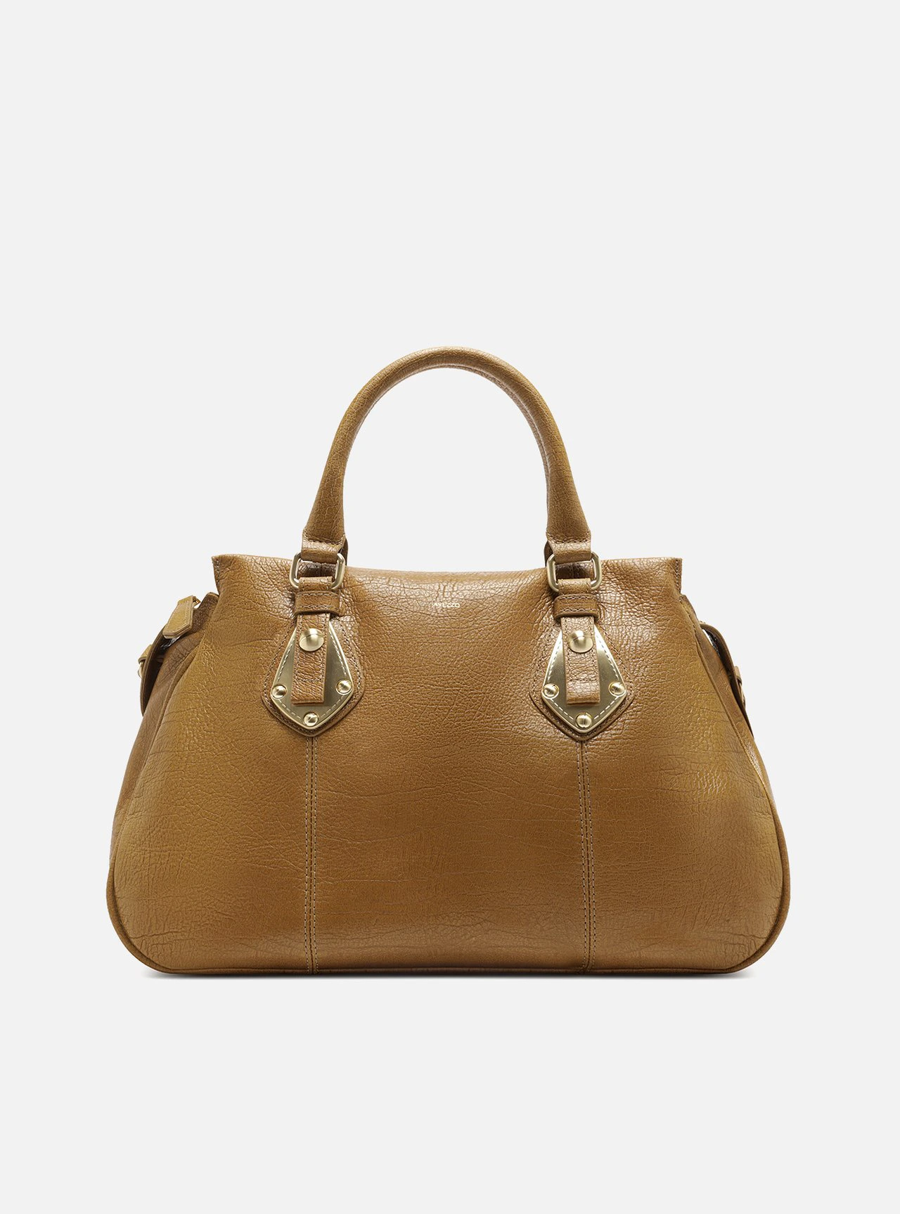 Bolsa Tote Marrom Couro Grande Metais