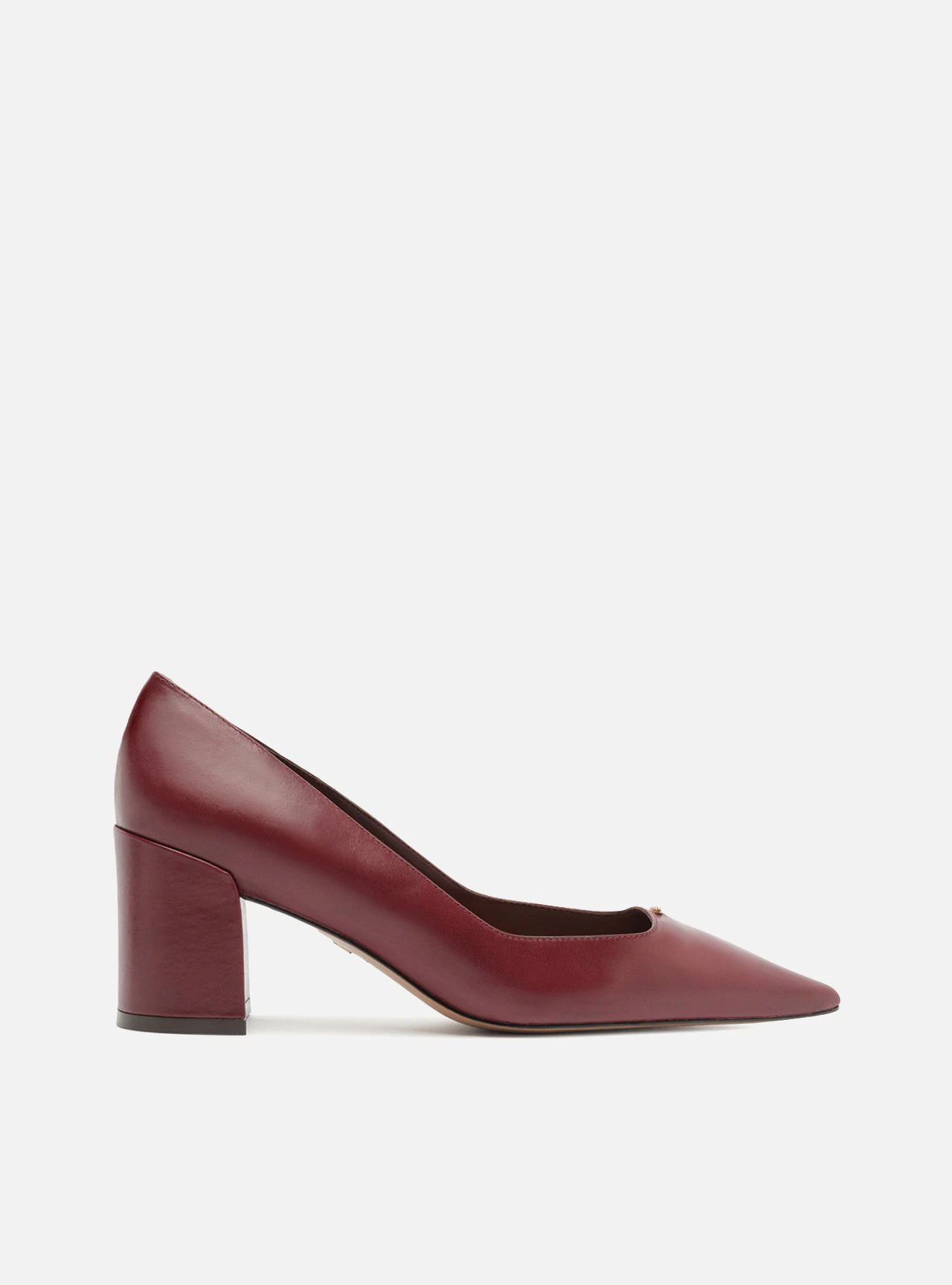 Scarpin Vermelho Couro Salto Bloco Adornos