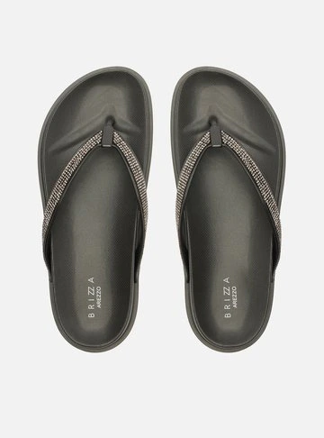 Chinelo de Dedo Preto Strass Lara Brizza