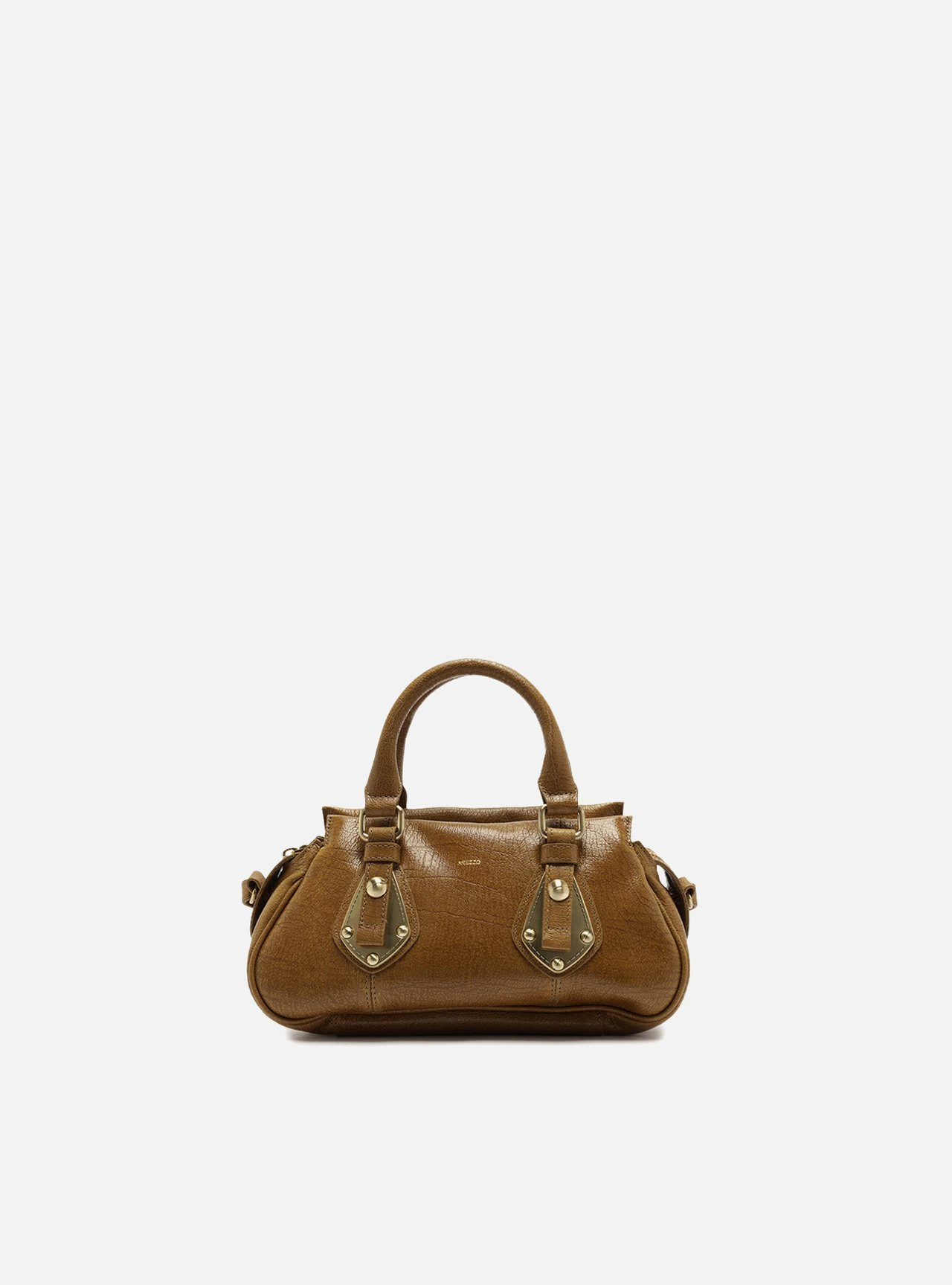 Bolsa Tote Marrom Couro Pequena Metais