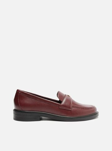 Mocassim Vermelho Couro Bico Redondo