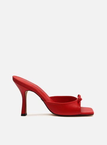 Tamanco Vermelho Salto Fino Laço