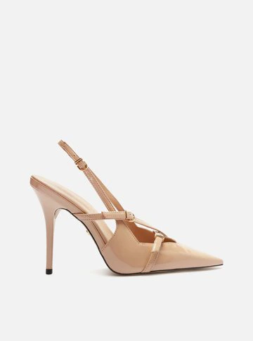 Scarpin Nude Verniz Salto Alto Slingback Amélia