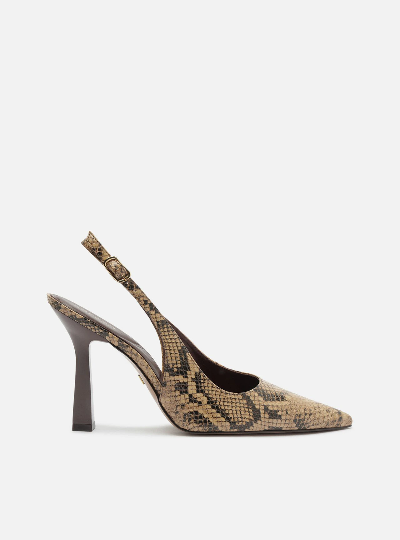 Scarpin Animal Print Couro Salto Fino Fivela Slingback
