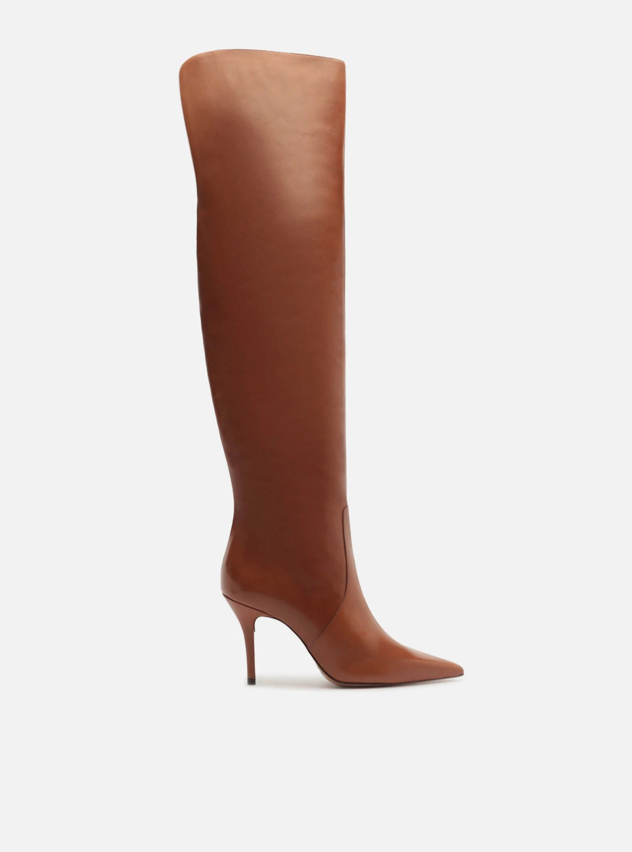 Bota Marrom Couro Over Knee Salto Fino