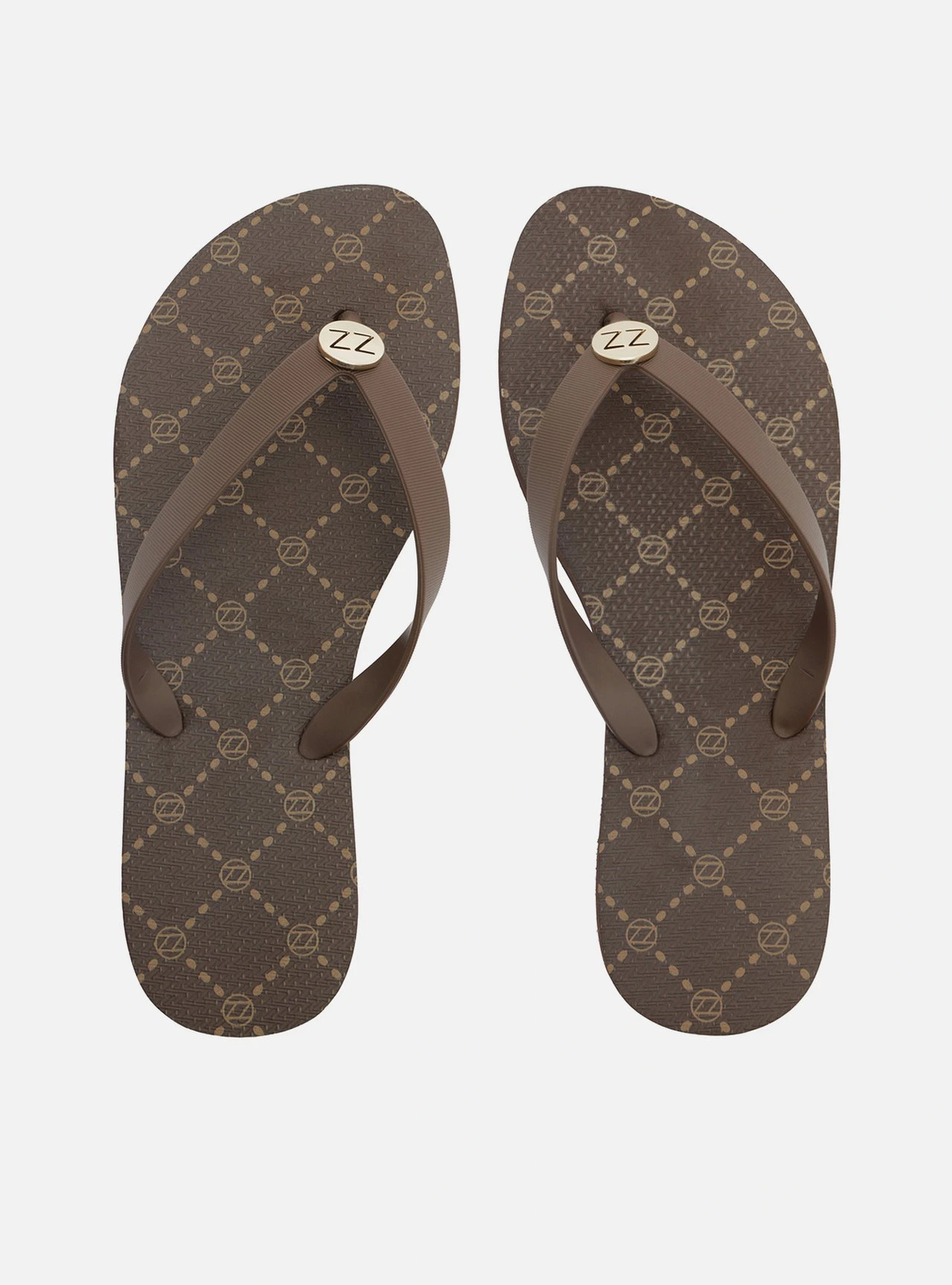 Chinelo de Dedo Marrom Flatform Metais Brizza