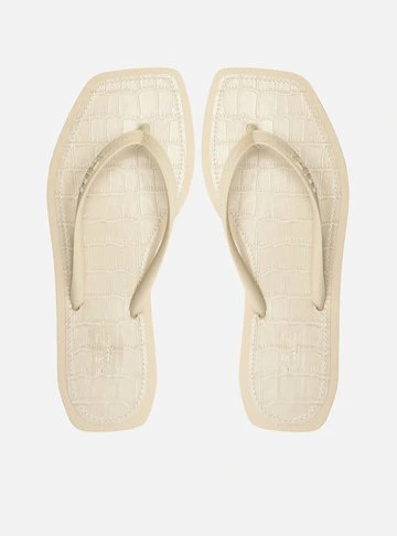 Chinelo de Dedo Off-White Square Palmilha Croco