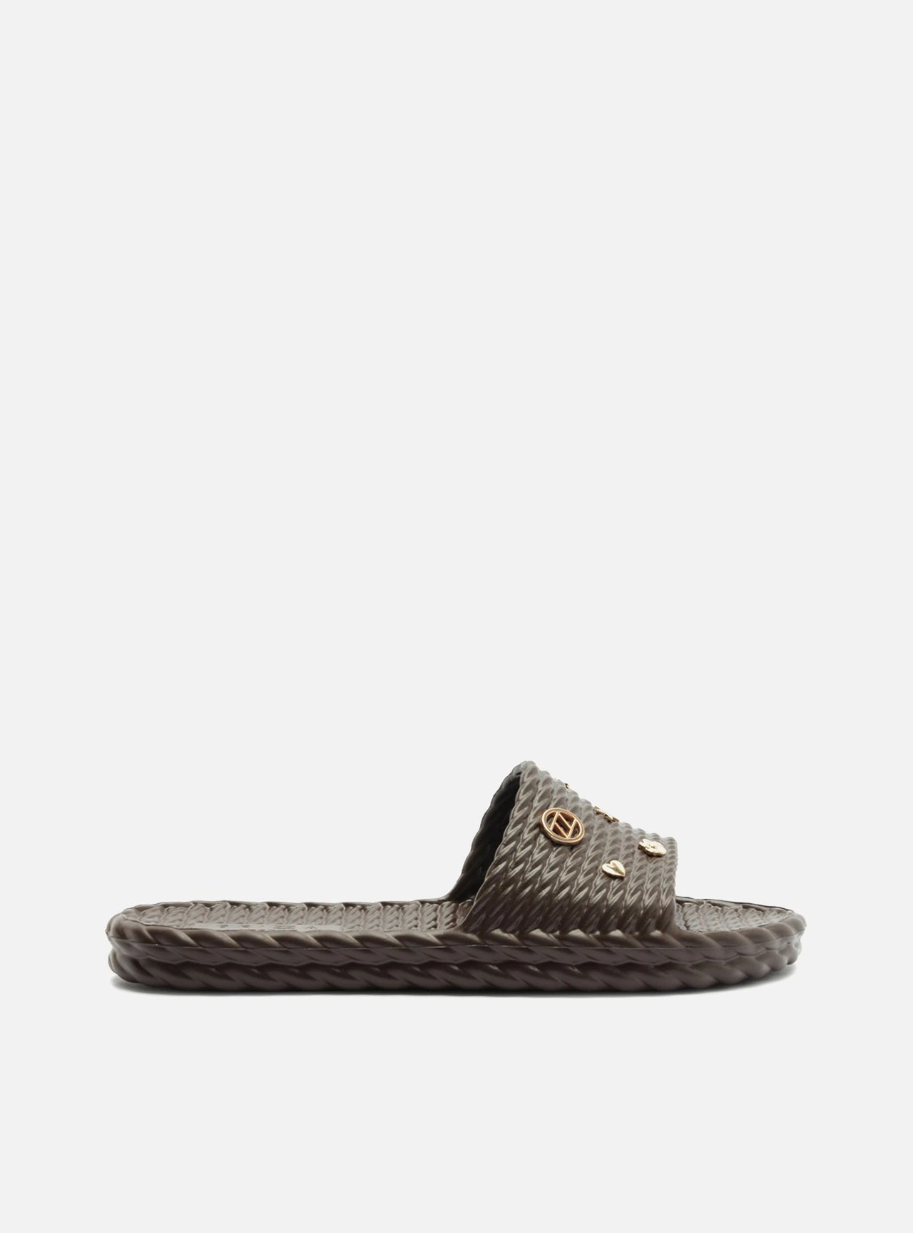 Slide Marrom Flatform Tressê Metais Brizza