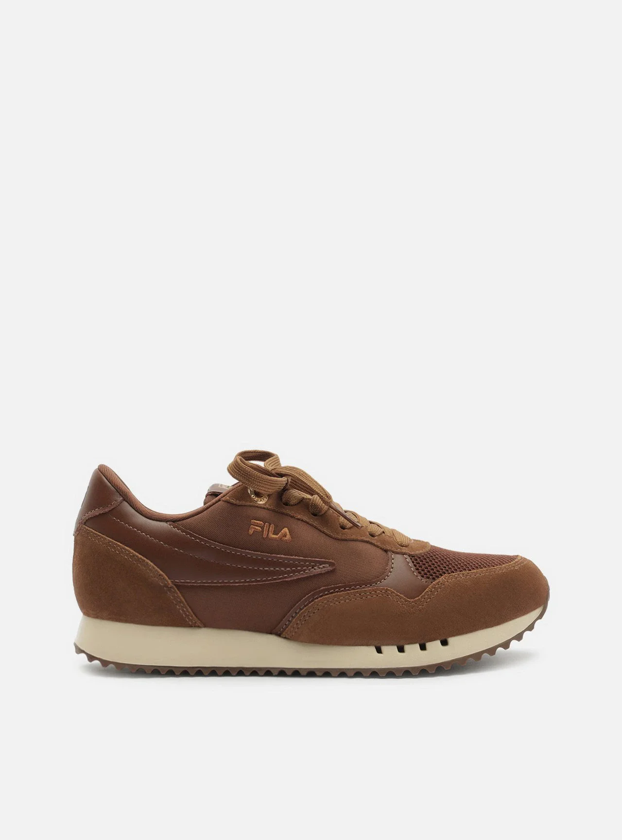 Tênis Marrom Solado Esportivo Suede Bordado Fila