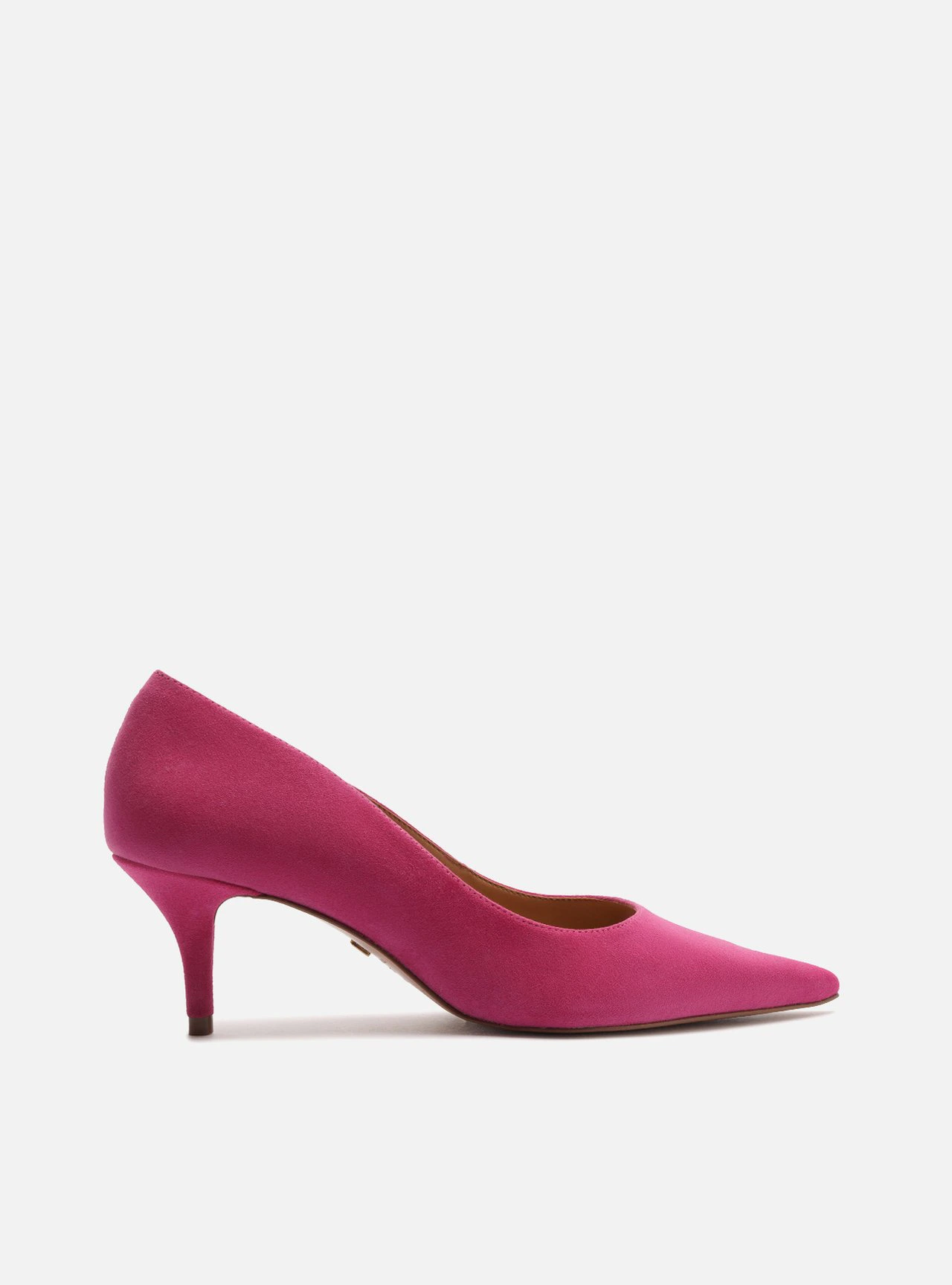 Scarpin Rosa Camurça Salto Fino Essencial 60