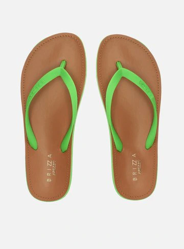 Chinelo de Dedo Verde Palmilha Marrom