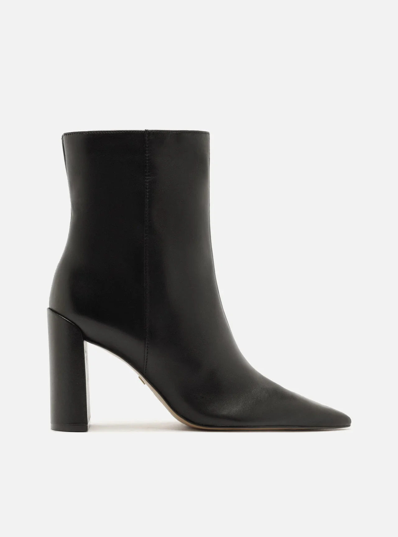 Bota Preta Couro Cano Curto Salto Bloco