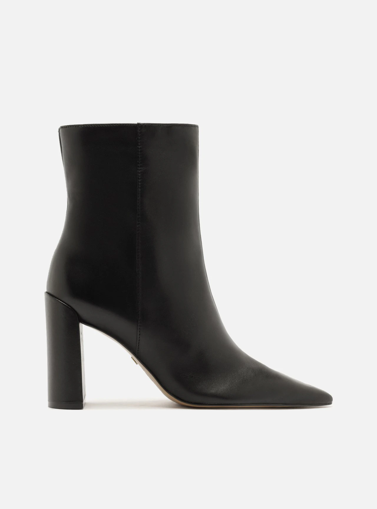 Bota Preta Couro Cano Curto Salto Bloco