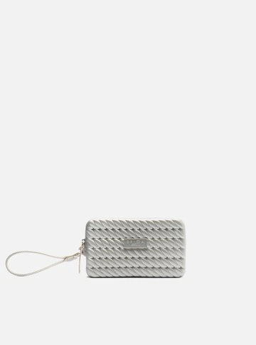 Clutch Prata Metalizada Alça Marrocos