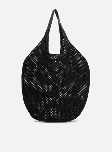 Bolsa Shopping Preta Crochê Mayra Glam Grande