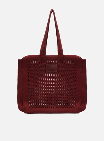 Bolsa Shopping Vinho Crochê Mônaco Grande