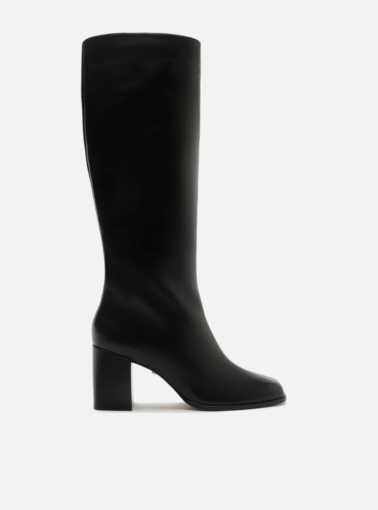Bota Preta Couro Cano Longo Bloco Montaria