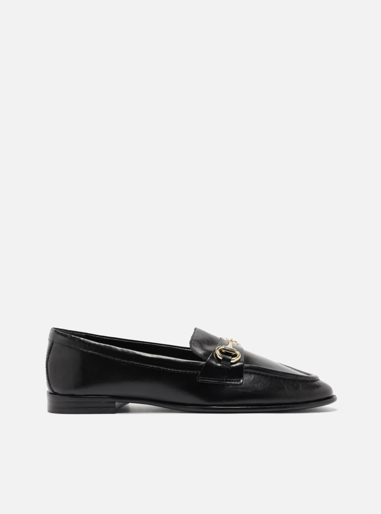 Mocassim Preto Couro Bico Fino Bridão