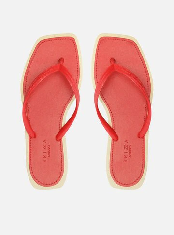 Chinelo Vermelho Bico Quadrado Brizza