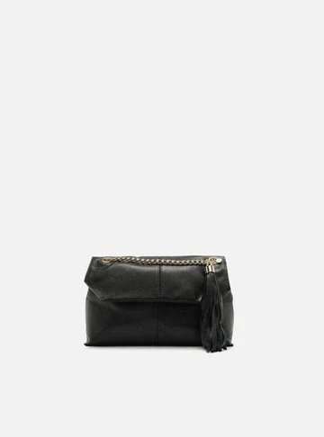 Bolsa Tiracolo Preta Couro Pequena Barbicacho