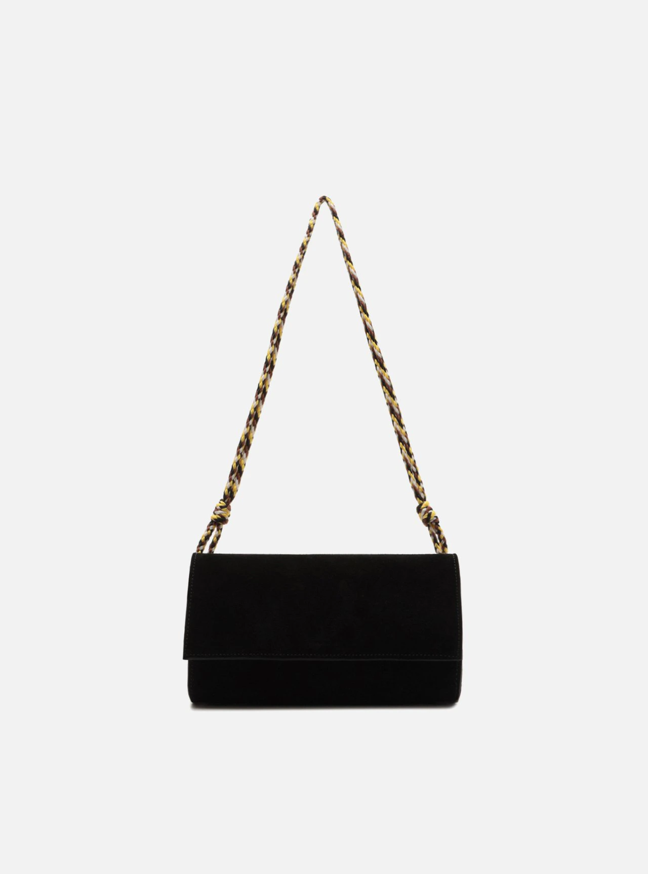 Bolsa Clutch Preta Camurça Pequena Cordão