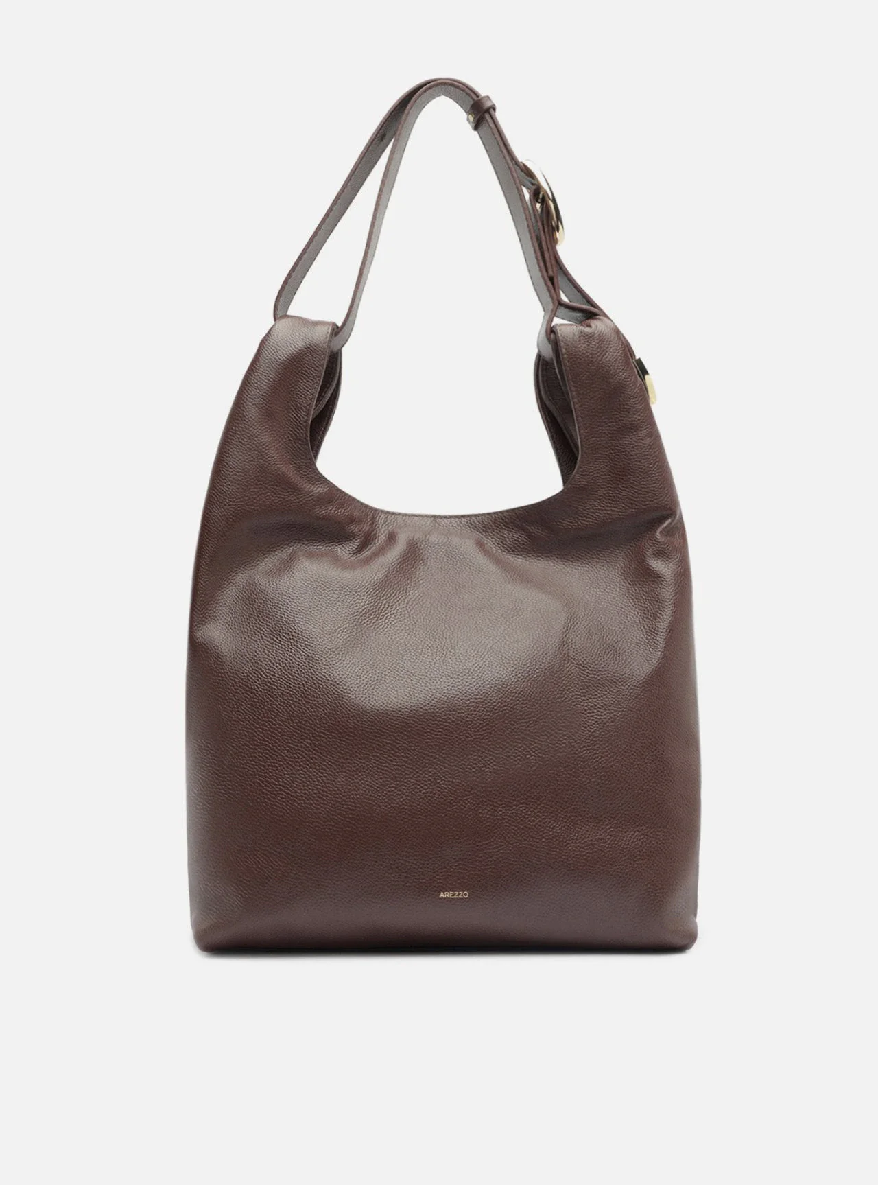 Bolsa Hobo Marrom Couro Média