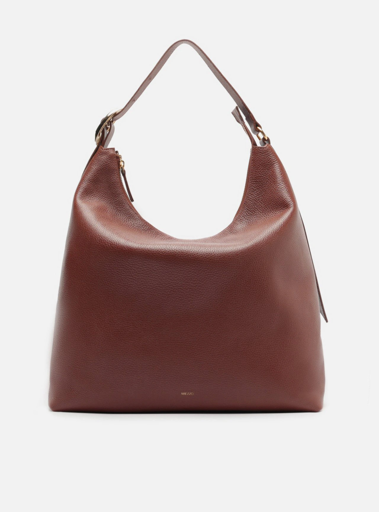 Bolsa Hobo Marrom Escura Couro Grande Fivela Oval