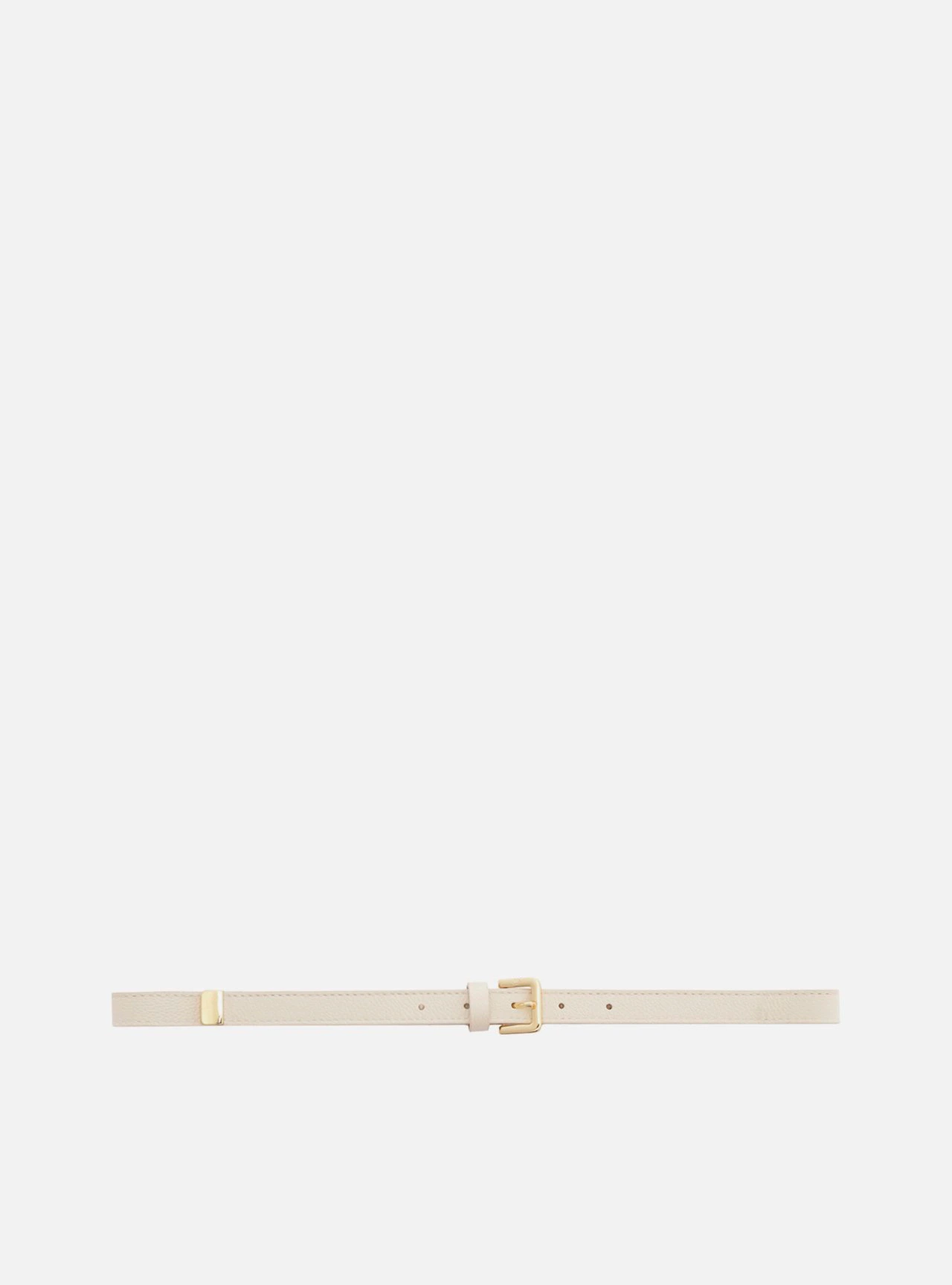 Cinto Off White Couro Fino Fivela Quadrada Metal