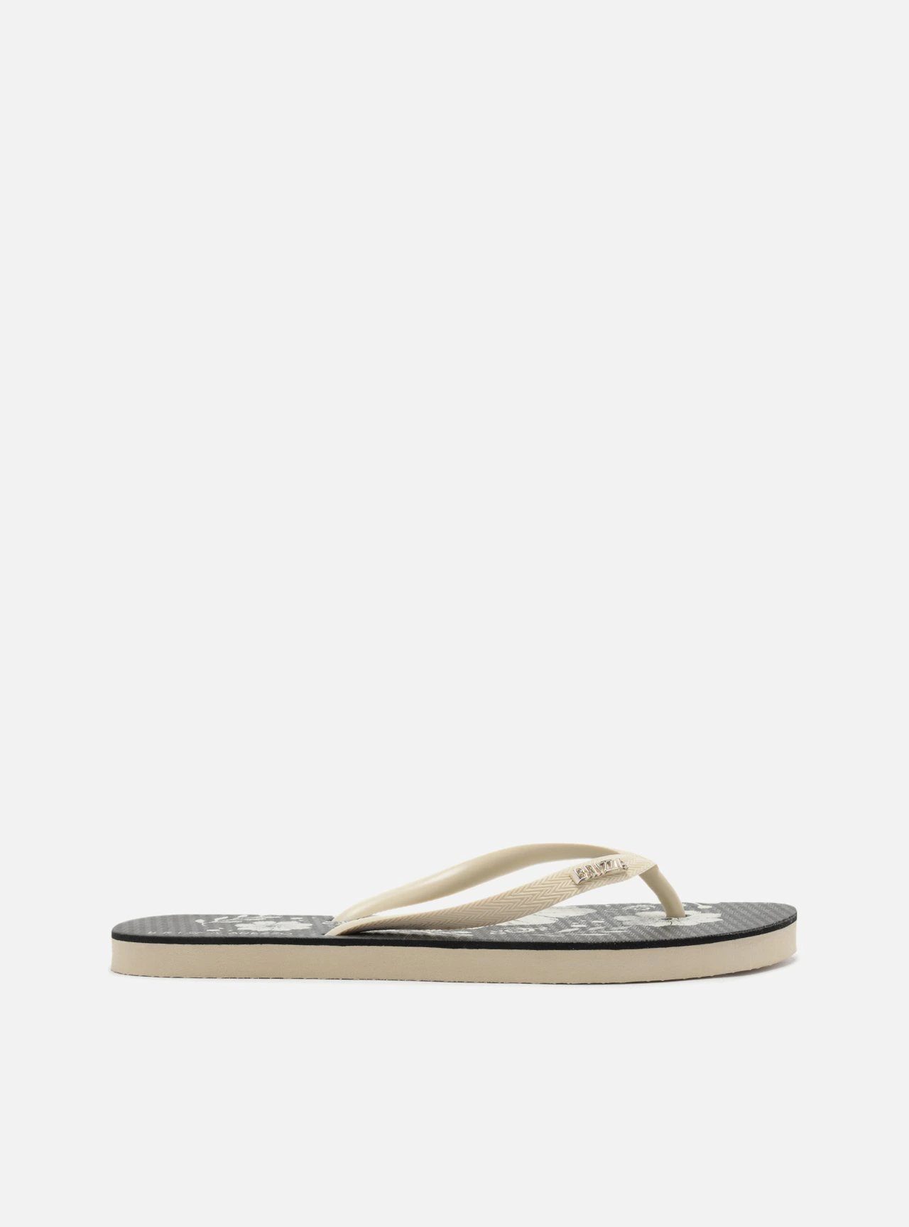 Chinelo de Dedo Preto Estampa Flores