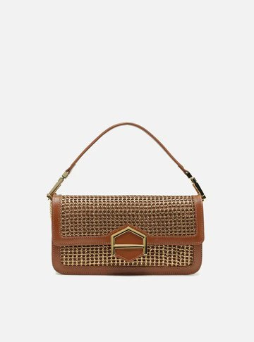 Bolsa Tiracolo Marrom Couro A001 Média Metálica