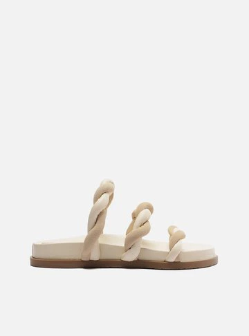 Sandália Papete Off-White Tiras Nobuck