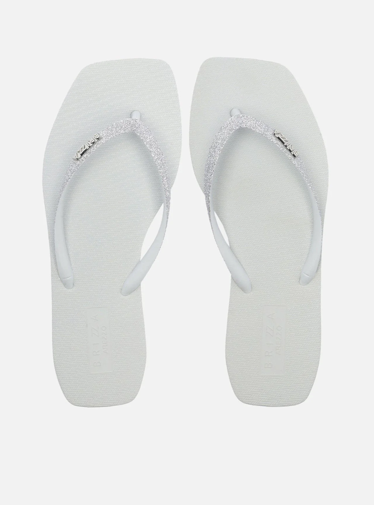 Chinelo de Dedo Prata Glitter Square Brizza