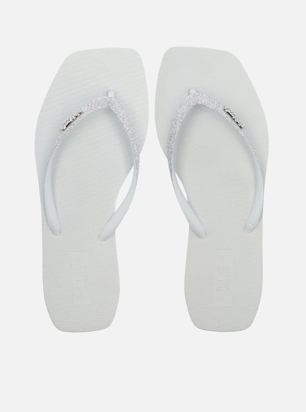 Chinelo de Dedo Prata Glitter Square Brizza