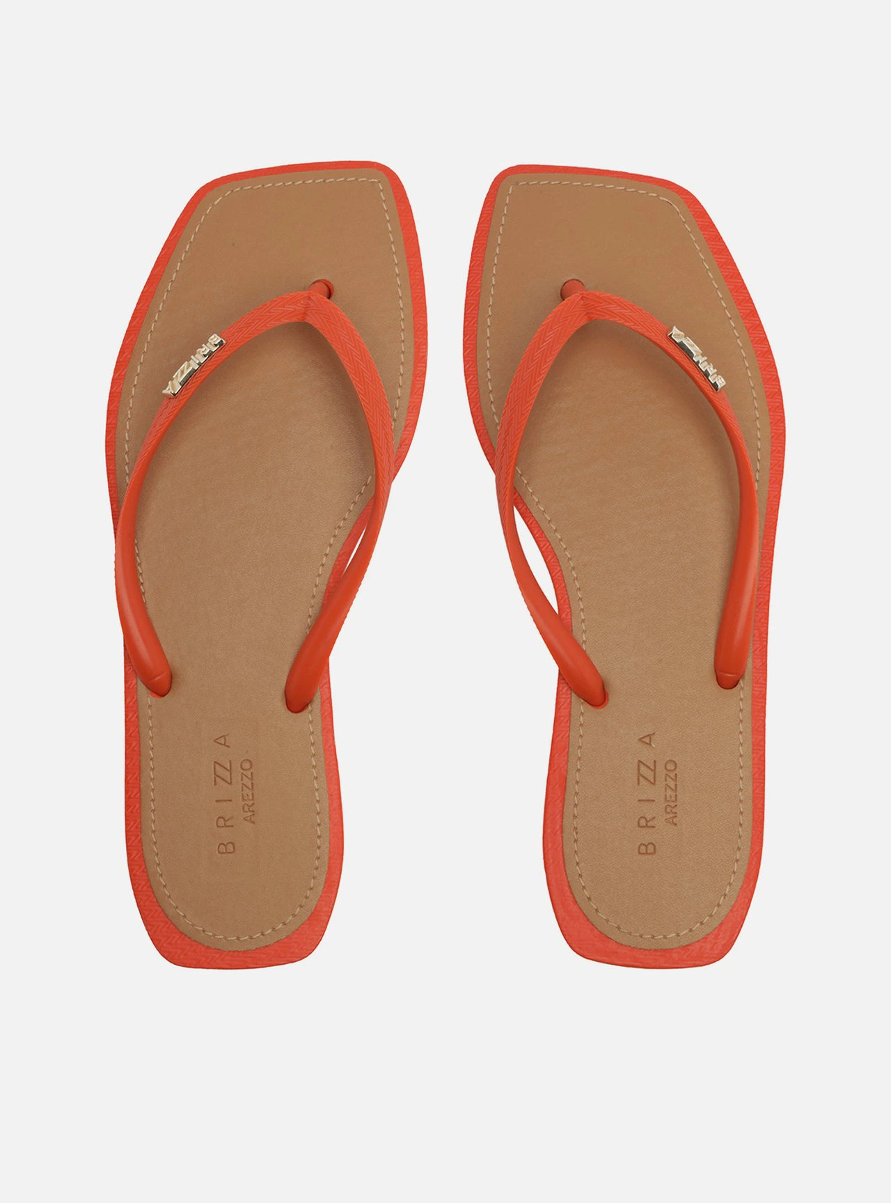 Chinelo de Dedo Laranja Flatform Metais Brizza