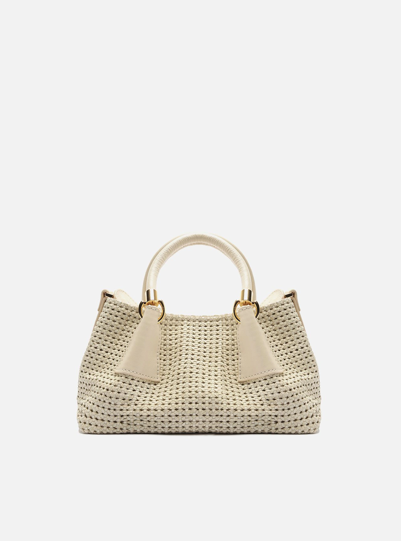 Bolsa Tote Off-White Couro Tramada Média