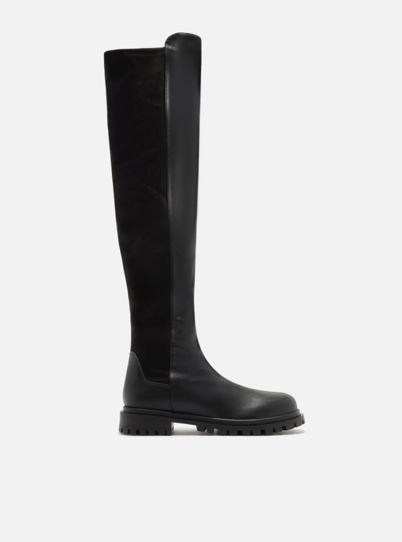 Bota Over The Knee Preta Sola Tratorada