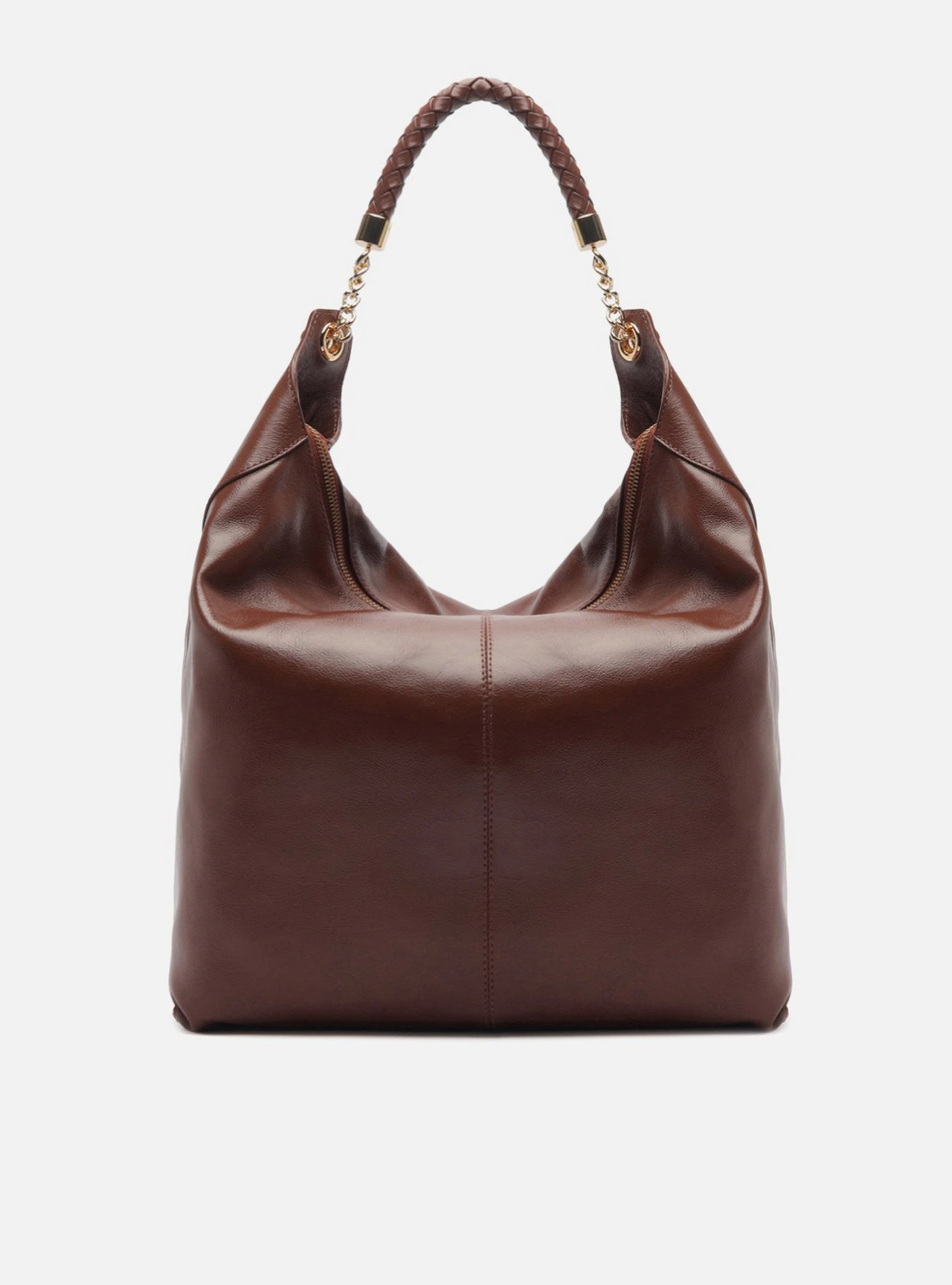 Bolsa Hobo Marrom Couro Grande Tressê