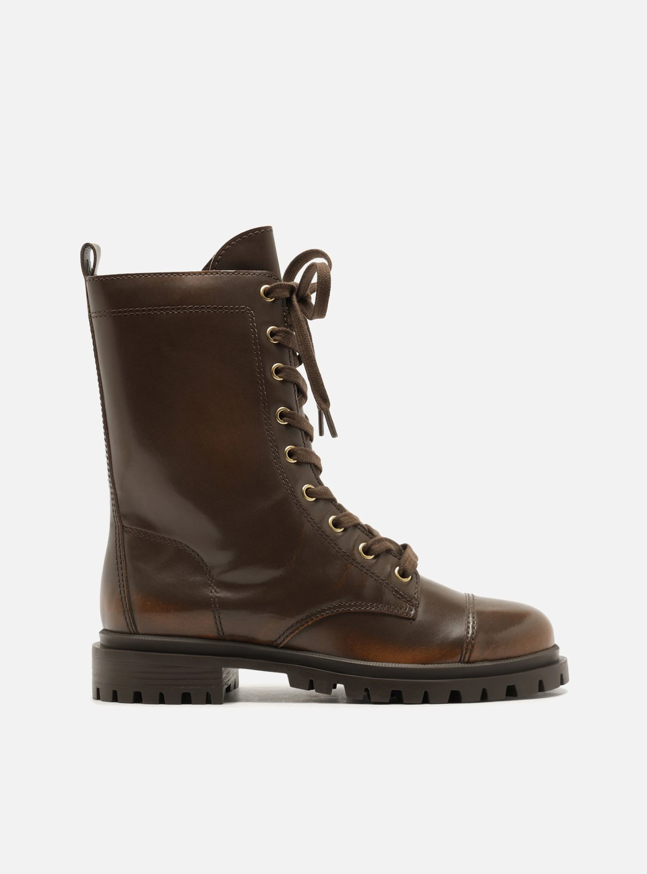 Bota Marrom Cano Curto Salto Bloco Tratorado