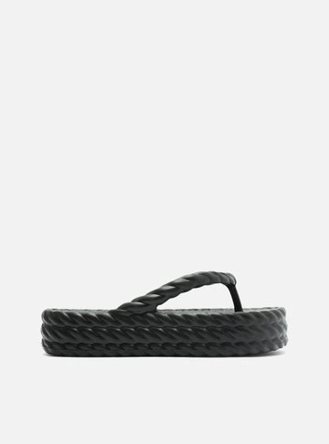 Sandália Preta Flatform Marrocos Mid