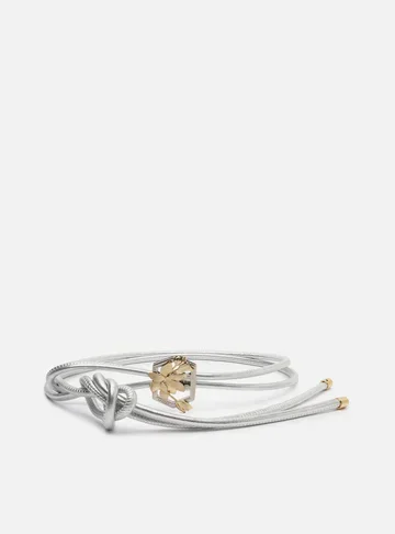 Cinto Prata Couro Fino Metal Floral