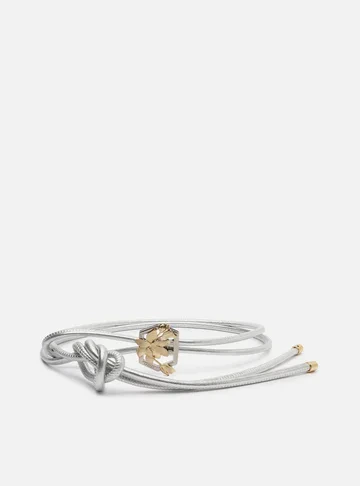 Cinto Prata Couro Fino Metal Floral