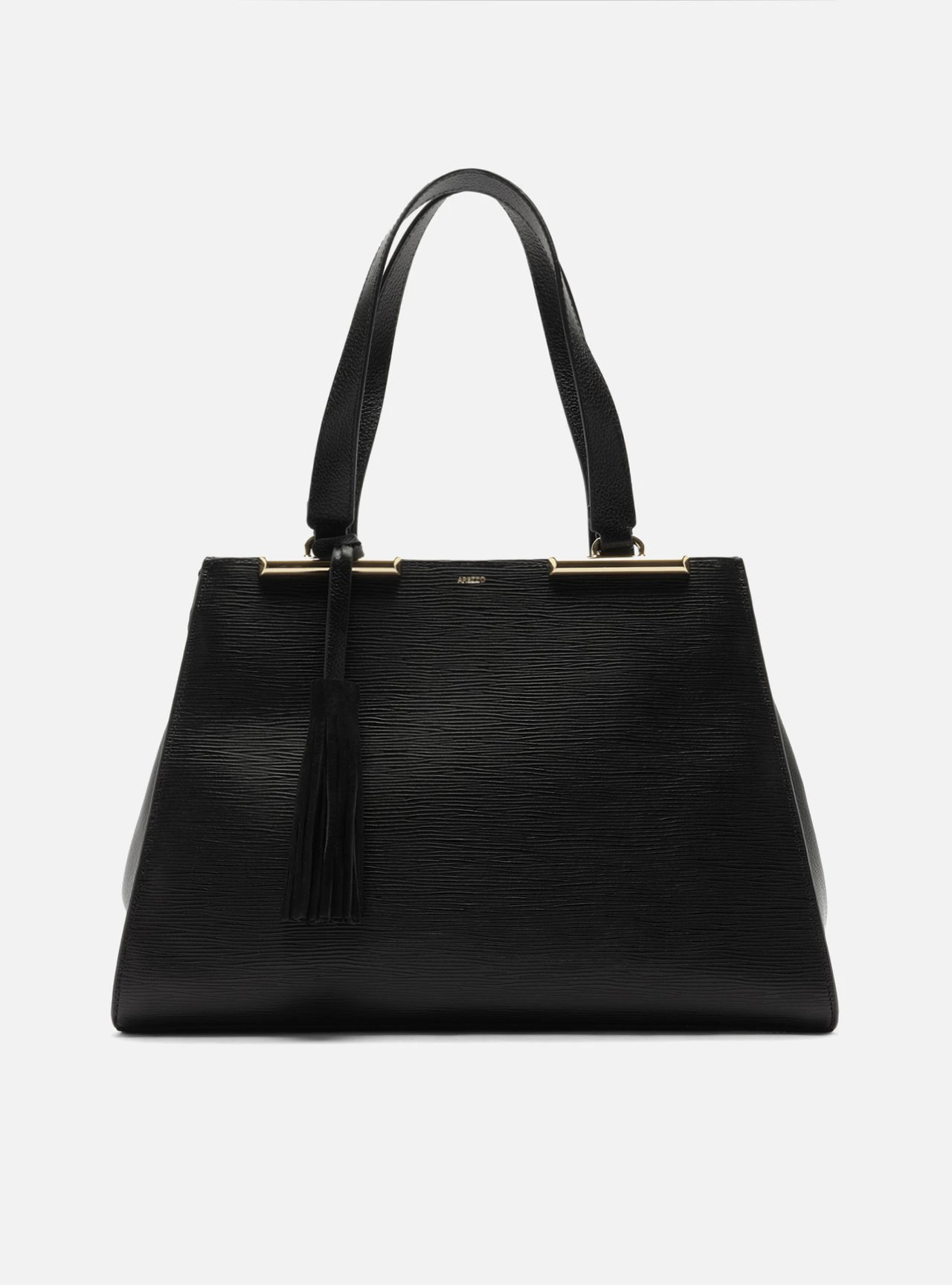 Bolsa Shopping Preta Couro Jeni Grande