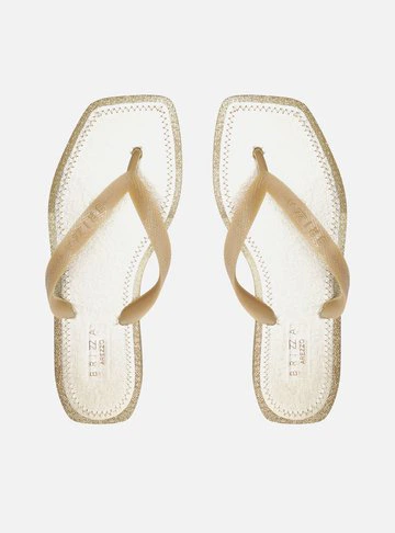 Chinelo de Dedo Dourado Glitter Square Brizza